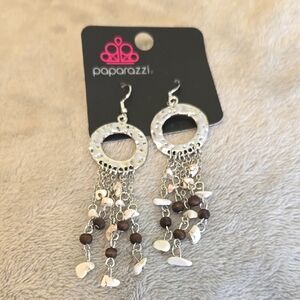 085 Paparazzi Silver and Brown Dangle Earrings